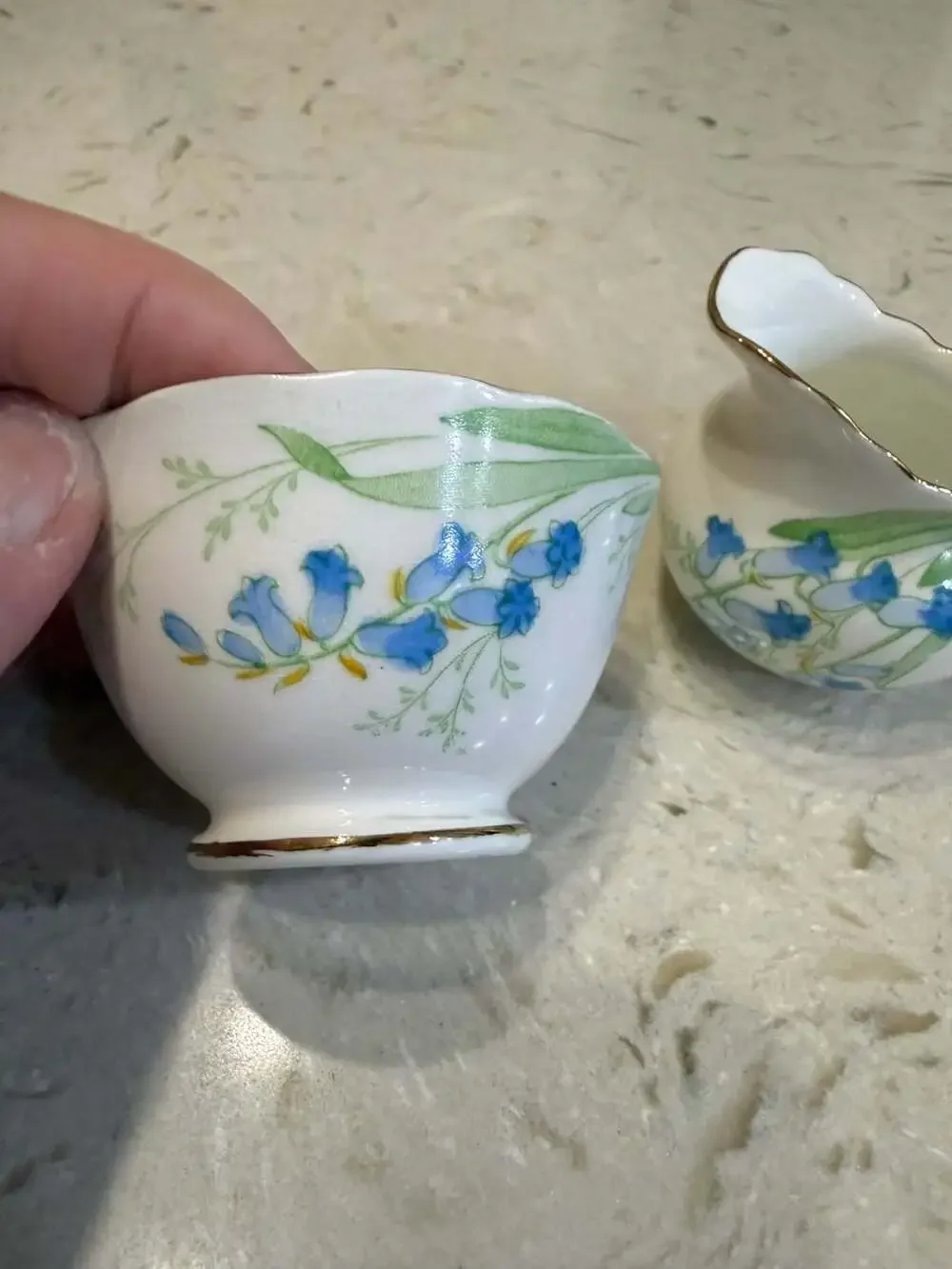 Shelley England Harebell Pattern Mini Creamer and Open Sugar Bowl Set
